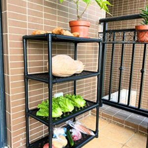 Cutequeen 12.6"×23.6"×36.2" 4-Shelf Tier Plastic Multi-Purpose Tool Holder Storage Shelf Shoe Storage Rack Light Duty Garage Storage Indoor and Outdoor (12.6"×23.6"×36.2")