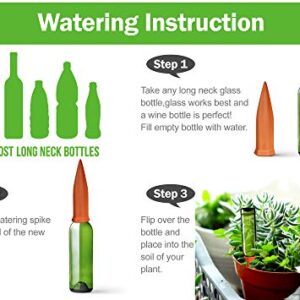 B SEPOR Ceramic Plant Waterer Set of 6 Pack Terracotta Self Watering Spikes,Wine Bottle Plant Watering Devices for Vacation (6Pack)