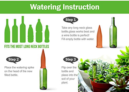 B SEPOR Ceramic Plant Waterer Set of 6 Pack Terracotta Self Watering Spikes,Wine Bottle Plant Watering Devices for Vacation (6Pack)