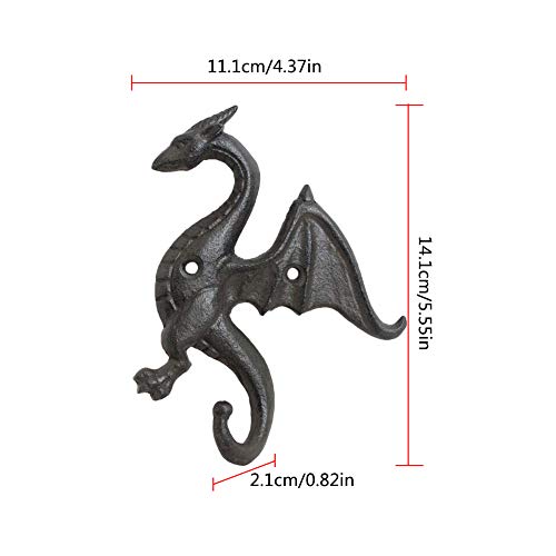 Mewuthede 1 Pcs Decorative Rustic Cast Iron Wall Hook Hanger Dragon Shelf Bracket Heavy Duty …