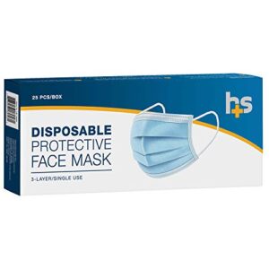 HealthSmart Disposable 3 Layer Face Mask With Ear Loops for Single Use, 25 Each