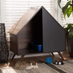 Baxton Studio Pet Houses, Walnut/Grey