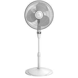 lasko - s16225 16" pedestal fan with dial on stand - white (463689)