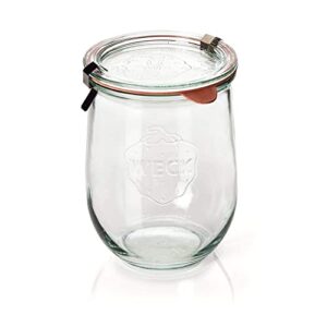 Large Glass Jars for Sourdough - Starter Jar with Glass Lid - Tulip Jar with Wide Mouth - Weck Jars 1 Liter Includes (Cork Lid & Keep Fresh Cover)