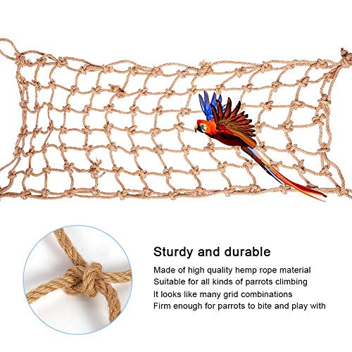 1PCS Parrots Climbing Net, Medium Large Size Parrots Hemp Rope Hanging Swing Bird Game Cage Toy Accessories