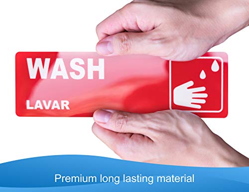 Wash, Rinse, Sanitize Handwash Sink Labels, Heavy Duty 3 Compartment Sink Waterproof Sticker Signs for Wash Station, Commercial Kitchens, Restaurant, Food Trucks, Busing Stations and Dishwashing