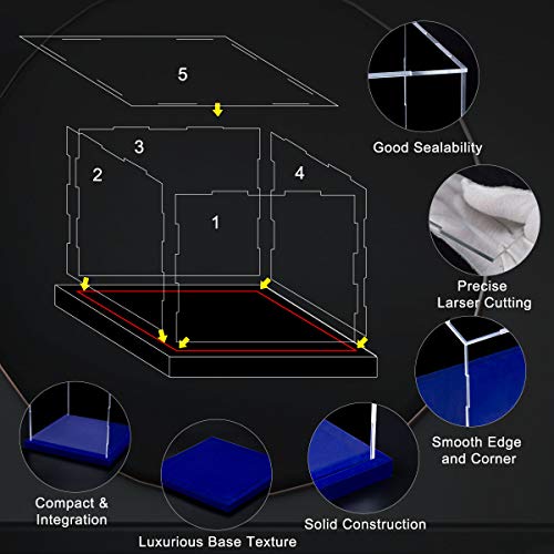 Clear Acrylic Display Box with Blue Velvet Base, Simple Self-Assembly Dustproof Showcase, Cube Countertop Box for Collectibles, Toys, Home Organization (8x8x8 inch)