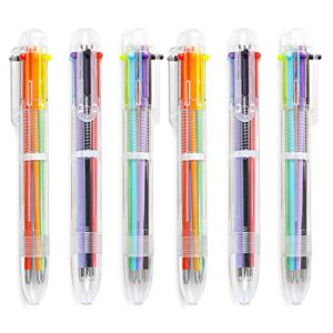 hutou 6 pack 0.5mm 6-in-1 multicolor ballpoint pen 6 colors retractable ballpoint pens kids party favors pen (6 pack)