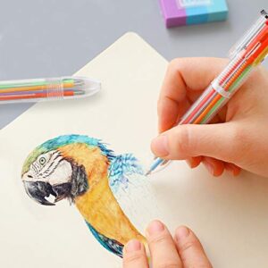 Hutou 6 Pack 0.5mm 6-in-1 Multicolor Ballpoint Pen 6 Colors Retractable Ballpoint Pens Kids Party Favors Pen (6 Pack)