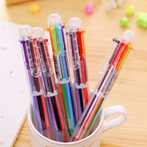 Hutou 6 Pack 0.5mm 6-in-1 Multicolor Ballpoint Pen 6 Colors Retractable Ballpoint Pens Kids Party Favors Pen (6 Pack)