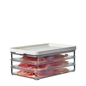 MEPAL, Omnia Food Storage Boxes with Lid for Salami, Cold Cuts, Turkey, Bologna, Deli and Luncheon Meat, BPA Free, Nordic White, 3 X 500ml | 17oz, 1 Set