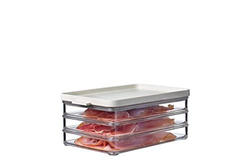 MEPAL, Omnia Food Storage Boxes with Lid for Salami, Cold Cuts, Turkey, Bologna, Deli and Luncheon Meat, BPA Free, Nordic White, 3 X 500ml | 17oz, 1 Set