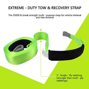 MIKKUPPA Recovery Tow Strap 35000lb - 3" x 20ft Tow Strap - Heavy Duty Nylon Recovery Strap - Water-Resistant - Recover Your Vehicle Stuck in Mud/Snow/Sand