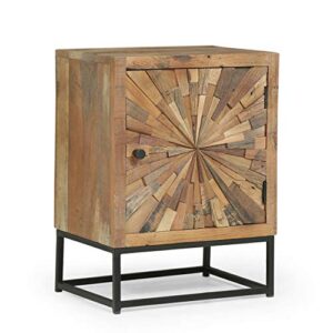 christopher knight home gatsby boho wooden night stand, natural, black