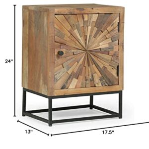 Christopher Knight Home Gatsby Boho Wooden Night Stand, Natural, Black