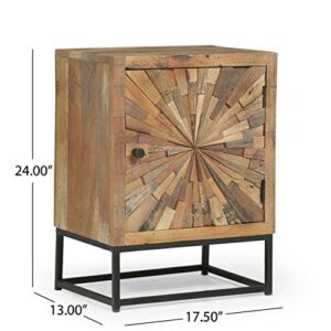 Christopher Knight Home Gatsby Boho Wooden Night Stand, Natural, Black