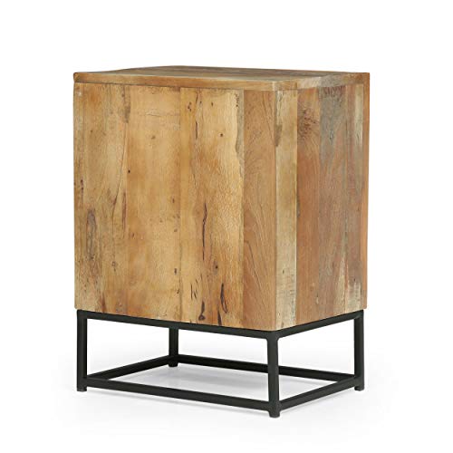 Christopher Knight Home Gatsby Boho Wooden Night Stand, Natural, Black