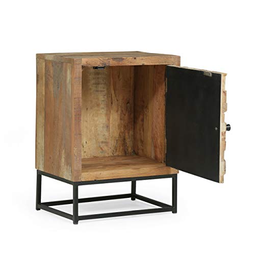 Christopher Knight Home Gatsby Boho Wooden Night Stand, Natural, Black