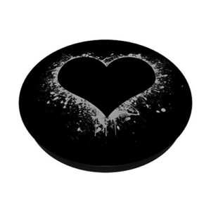 Heart Black PopSockets Swappable PopGrip