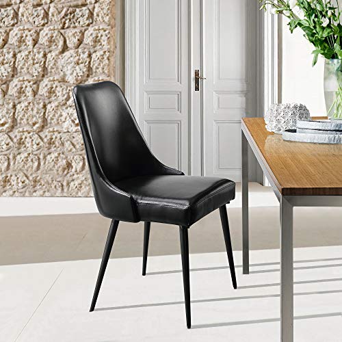 Ball & Cast Kitchen Chair Modern Upholstered Dining Chairs, Desk Chair Side Chair with Metal Legs, Black, Pack of 2