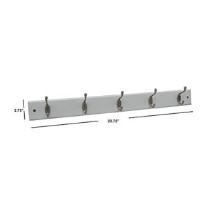 Home Basics Durable 5-Double-Hooks Wall Mounted Hanging Rack (White) | Place in Entry Way | Hanging in a Garage | Store Essentials Before You Leave The House