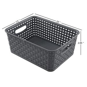 Tstorage Plastic Woven Basket, Small Plastic Baskets for Shelf, 6 Packs