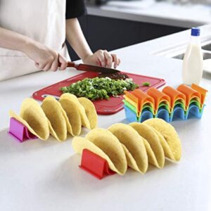 Taco Holder Stand Set of 6, Colorful Taco Holder Plate, Wave Shape Taco Tray, Taco Shell Holder Stand for Party, Hold 4 Tacos Each, Very Hard and Sturdy, Dishwasher Top Rack Safe