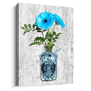 kitchen wall decor blue flower canvas wall art for bedroom bathroom decorations pictures modern black and white canvas prints artwork farmhouse vintage wood grain background paintings home decoration