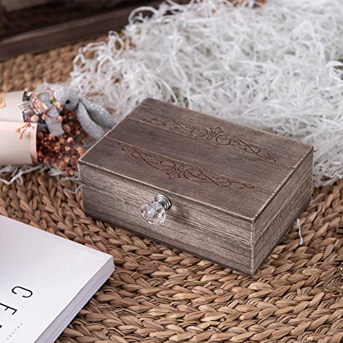 Y&K Homish Wedding Ring Box Unique and Engagement Ring Holder Boxes for Marriage Mr and MRS Decorative Box (Rustic Brown)