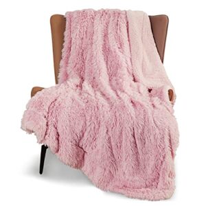 bedsure faux fur throw blanket pink – fuzzy, fluffy, and shaggy faux fur, soft and thick sherpa, tie-dye decorative gift, throw blankets for couch, sofa, bed, 50x60 inches, 380 gsm