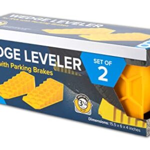 Camco Wedge RV Leveler, Set of 2 | Helps Your RV Appliances and Tanks Operate More Efficiently | Compatible with RVs with Parking Brakes | Yellow (44580)