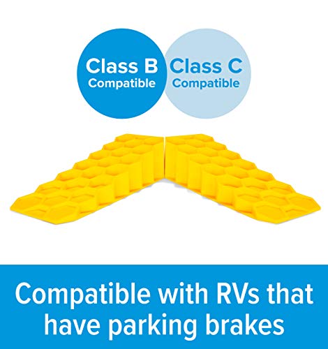 Camco Wedge RV Leveler, Set of 2 | Helps Your RV Appliances and Tanks Operate More Efficiently | Compatible with RVs with Parking Brakes | Yellow (44580)