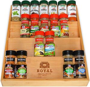 royal craft wood luxury spice drawer organizer for kitchen - bamboo spice rack organizer for drawer for deep drawers (17"x13.5")