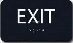 ada compliant exit braille sign , 6"x 4" , double sided taped - signoptima (black)