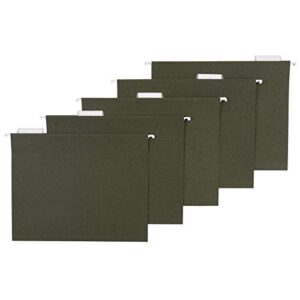 amazon basics hanging file folders, standard green,1/5-cut tabs, letter size, 50 count per box