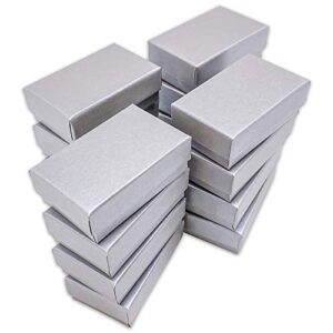 thedisplayguys 100-pack #21 cotton filled cardboard paper jewelry box gift case - pearl gray (2 5/8" x 1 5/8" x 1")