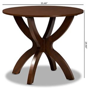 Baxton Studio Tilde Modern and Contemporary Walnut Brown Finished 35-Inch-Wide Round Wood Dining Table