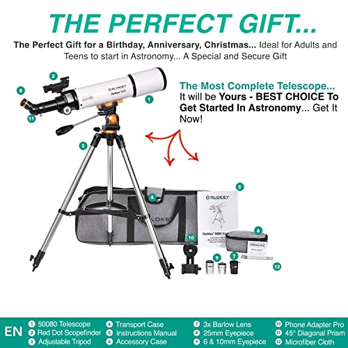 Telescope for Astronomy for Adult Beginners - Professional, Portable and Powerful 20x-250x - Easy to Mount and Use - Astronomical Telescope for Moon, Planets and Stargazing