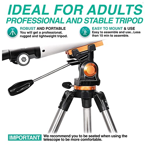 Telescope for Astronomy for Adult Beginners - Professional, Portable and Powerful 20x-250x - Easy to Mount and Use - Astronomical Telescope for Moon, Planets and Stargazing