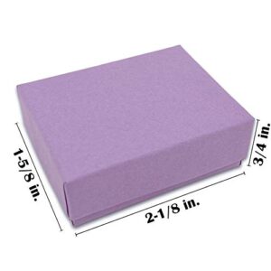 TheDisplayGuys 100-Pack Cotton Filled Cardboard Paper Jewelry Box Gift Case - Purple Lavender (2 1/8 x 1 3/4 x 3/4 (#11)