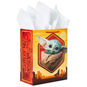 hallmark 13" large star wars gift bag with tissue paper (baby yoda, the child, the mandalorian) for christmas, holidays, birthdays, baby showers, halloween, may the fourth