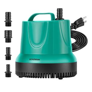 vivosun 660gph 40w submersible pump for fish tank, pond, aquarium, hydroponic systems with 5ft power cord and 4 nozzles