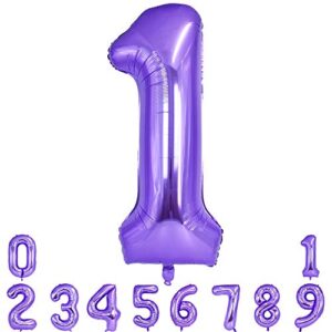 toniful 40 inch purple large numbers balloon 0-9(zero-nine) birthday party decor,foil mylar big number balloon digital 1 for birthday party,wedding, bridal shower engagement photo shoot, anniversary