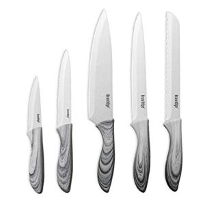 bravedge 5 pcs kitchen knife set, kitchen knives professional with sheaths and gift box, high carbon stainless steel ultra sharp chef knife set for multipurpose cooking with ergonomic handle