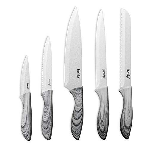 Bravedge 5 PCS Kitchen Knife Set, Kitchen Knives Professional with Sheaths and Gift Box, High Carbon Stainless Steel Ultra Sharp Chef Knife Set for Multipurpose Cooking with Ergonomic Handle