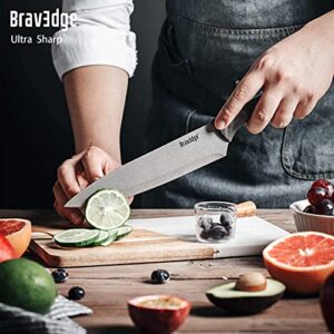 Bravedge 5 PCS Kitchen Knife Set, Kitchen Knives Professional with Sheaths and Gift Box, High Carbon Stainless Steel Ultra Sharp Chef Knife Set for Multipurpose Cooking with Ergonomic Handle