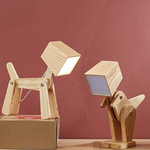 hroome kids table lamp - wooden dog and dinosaur desk lamp