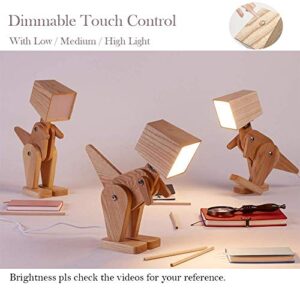 HROOME Kids Table Lamp - Wooden Dog and Dinosaur Desk Lamp