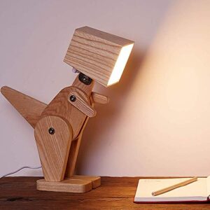 HROOME Kids Table Lamp - Wooden Dog and Dinosaur Desk Lamp