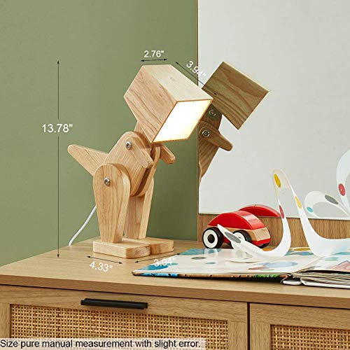 HROOME Kids Table Lamp - Wooden Dog and Dinosaur Desk Lamp